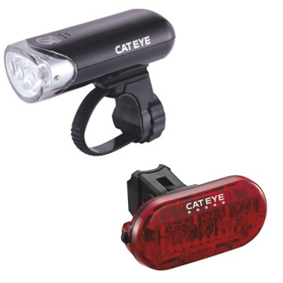 Cateye EL-135 Front Light & Omni 5 Rear Light Set